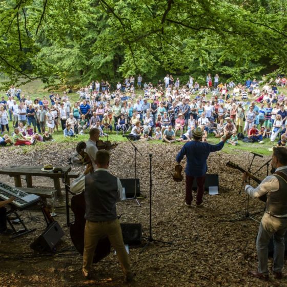 Erdei koncert a Muzsikál az erdő - Mátrai Művészeti Napok rendezvényen Salgótarján Eresztvény városrészében, a 2019-es programsorozat alkalmával (Archív fotó: MTI/Komka Péter)